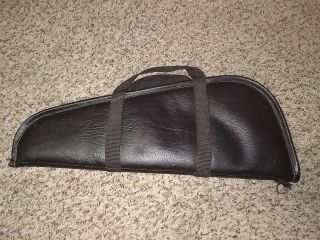 Vintage Black Leather Pistol Gun Case Wool Lined 20 Inches Long Inside