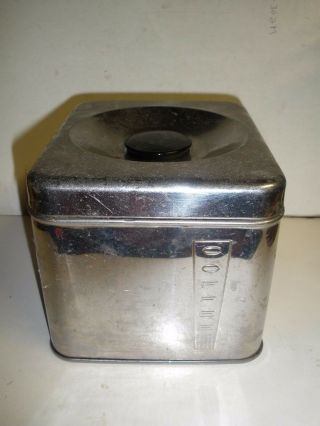 Vintage Lincoln Beautyware Chrome Retro Coffee Canister 6x5x4