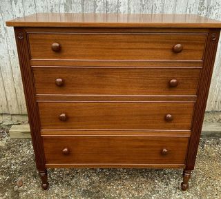 Vintage Handmade Dresser Solid Chest 4 Drawer Medium Tone Wood 41 " H X 20 " D X 39