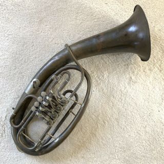 Antique Cerveny Euphonium Baritone Tenor Horn 4 Valve Estate Item To Restore
