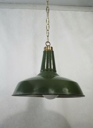 Antique Vintage Industrial Pendant Ceiling Light Fixture Lamp Green Mid Century
