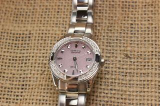 Citizen Eco Drive Ladies Pink Dial Diamond Regent Watch Ew1820 - 58x