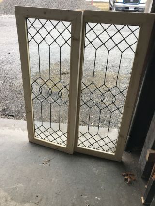 Mk 2 2 Available Price Each Antique Leaded Glass Window 19 X 48