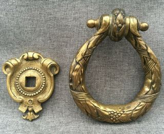 Large antique french door knocker bronze early 1900 ' s Louis XVI mansion castle 6