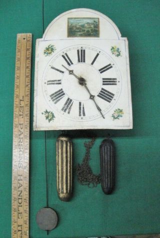 Scarce Antique Black Forest Shield Clock With Wood Housing; Great