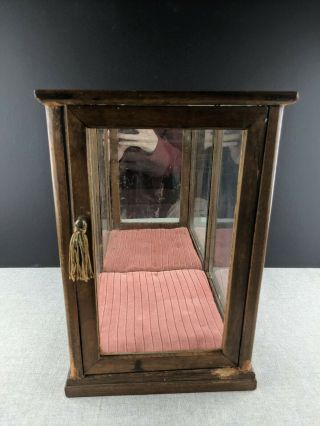 Antique Mahogany Glass Tall Tower Counter Top Display Case