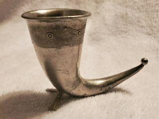 Vintage Viking Pewter Horn Decorative Or Shot Glass - Handstøpt Tpb Tinn Norway