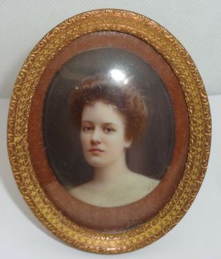 Antique Dresden Porcelain Miniature Portrait Painting of Woman by FRANZ TILL 2