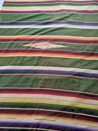 Vintage Very Early Mexican Serape Saltillo Hand Woven Wool Blanket Rug Antique