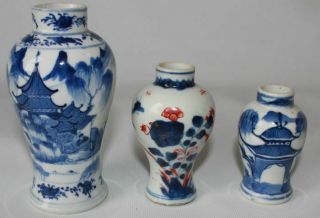 3 Chinese Vases Porcelain Pottery Antique 19th C Century 1 Vase Signed