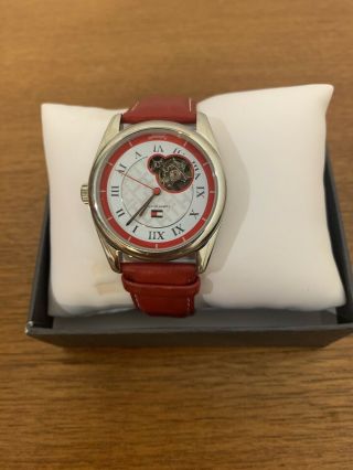 Tommy Hilfinger Womens Watch Automatic Red Leather Band