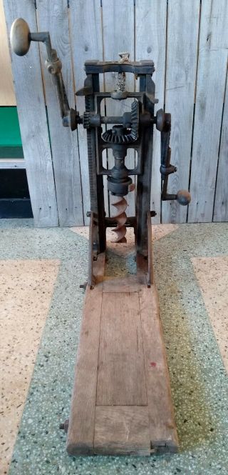 Antique Ajax Cast Iron Barn Beam Drill Press Auger Borer