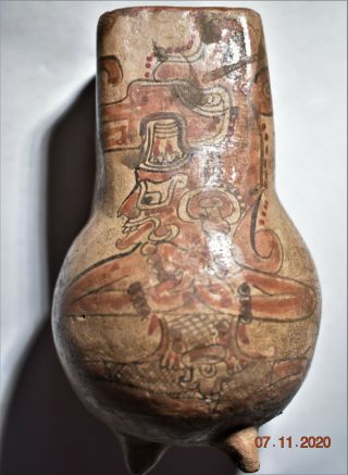 Pre Columbian Mayan Crypt Vase,  5 " Prov