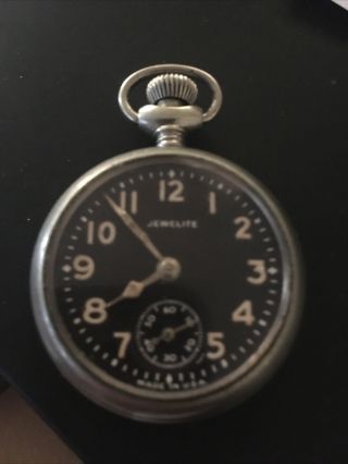 Jewelite Vintage Small Pocket Watch For Repair Or Parts Black Dial
