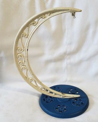 Vtg.  Moon Shape Metal Stand Display Decor Approx 13 " High & 10 " Wide