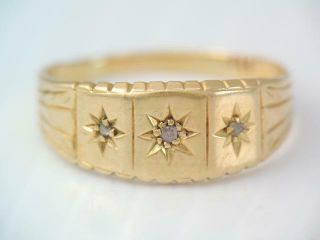 Antique Victorian Solid 18k Gold Rose Cut Diamond Band Ring Sz 4 1/2