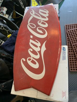 Vintage Antique Coca Cola Fishtail Sign Am 73