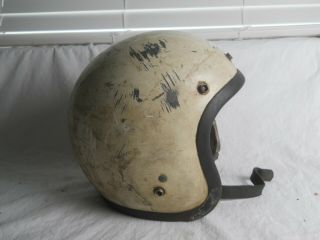 Vintage Early Bell Rt Toptex Motorcycle / Car Helmet,  White.  (d.  S. ) Av