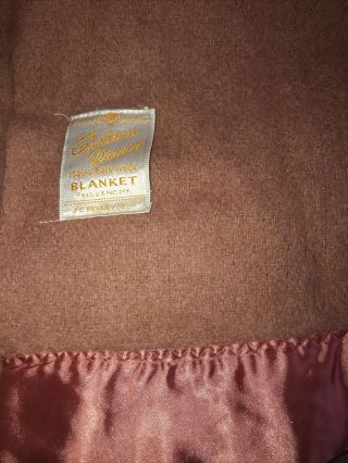 Vintage Golden Dawn 100 Virgin Wool Blanket Satin Trim J C Penny
