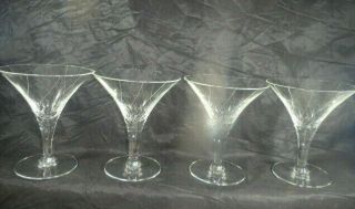 4 Vtg Art Deco Acid Etched Cocktail Martini Glasses - 6 Oz