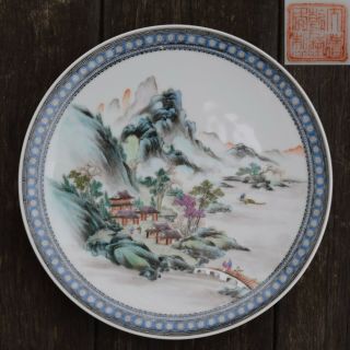 Very Fine Chinese Porcelain Platter With Landscape Scenes Second Half Of 1900 