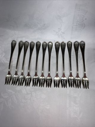 Vintage Sterling Silver Cocktail Forks Set Of 12 205.  6g Use Or Scrap Engraved