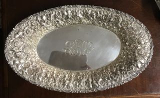 Stieff Sterling Silver Bread Tray,  Hand Chased Rose