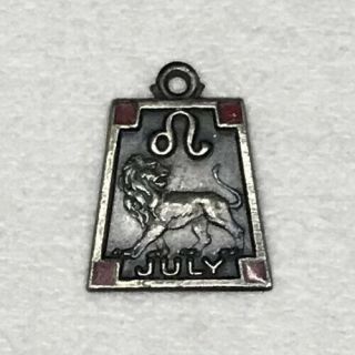 Rare Vintage 40’s Sterling Silver Enamel July/leo Charm/pendant