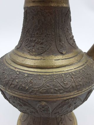 Antique Vintage Brass Hindu Tibetan Buddha Motif Holy Water Pot Vase Magic Lamp 2