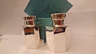 VINTAGE ' TIFFANY & CO.  ' STERLING SILVER SALT AND PEPPER SET,  BOX,  BAGS 2