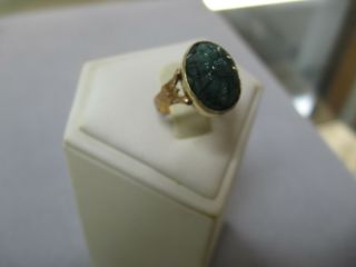 Antique Vintage Art Deco 14k Carved Jade Ring Size 7.  5