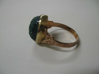 Antique Vintage Art Deco 14k Carved Jade Ring size 7.  5 5