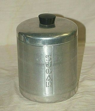 Old Vintage 1950’s Spun Aluminum Silver Sugar Kitchen Container Canister Jar Mcm