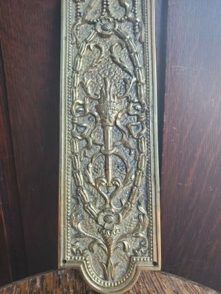 Antique Ornate Brass Bronze Door Push Plate Floral Torch Ribbons Bows Filigree