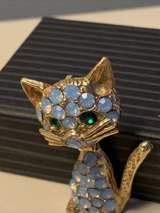 Gorgeous vintage Gold Tone Cat brooch pin 2