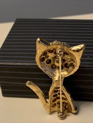 Gorgeous vintage Gold Tone Cat brooch pin 3