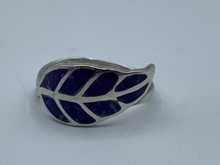 Vintage Sterling Silver Purple Inlay Stone Ring Size 9