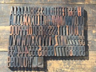 Large 3” Antique Vtg Wood Letterpress Print Type Block A - Z Letters ’s Comp.  Set