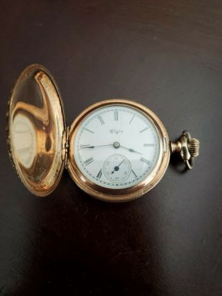 Elgin watch Antique 14k Gold filled Elgin Full Hunter case Pocket Watch 2