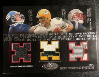 Hot Triple Patch Brett Favre/ Tom Brady/jeremy Shockey Game Worn Jersey 2003 /50