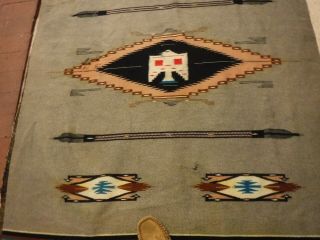 antique / vintage rio grande chimayo indian thunderbird blanket 50 x 80 fringe 4