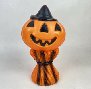 Vintage 1969 Empire Jack O Lantern On Haystack Halloween Blow Mold Pumpkin 14”