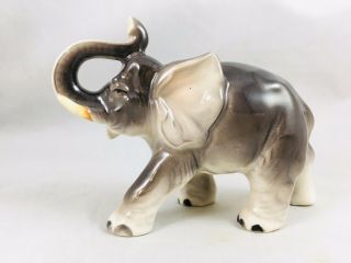 Vtg Elephant Figurine Hand Painted Porcelain Japan 4.  5” Wild Animals