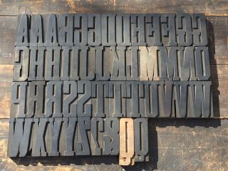 Large 4”,  Antique Vtg Grecian Wood Letterpress Print Type Block A - Z Letters Set
