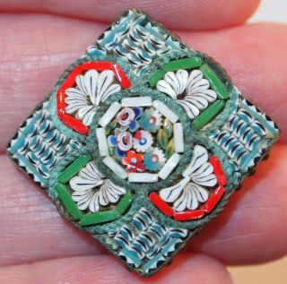 Antique Victorian Multi Color Floral Micro Mosaic Made In Italy Brooch Pin