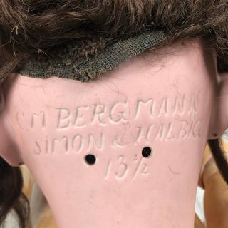 Antique CM Bergmann Simon Halbig 13 1/2 Head Doll Composition Body 30 