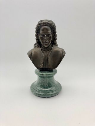 Vintage Bronze Bust Statue Figure Musical Johann Sebation Bach Marble Stand
