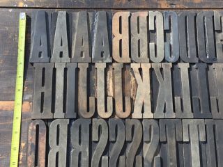 Large 4” Antique VTG Clarendon Wood Letterpress Print Type Block A - Z Letters Set 2