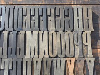 Large 4” Antique VTG Clarendon Wood Letterpress Print Type Block A - Z Letters Set 3