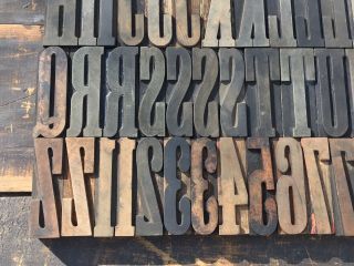 Large 4” Antique VTG Clarendon Wood Letterpress Print Type Block A - Z Letters Set 5